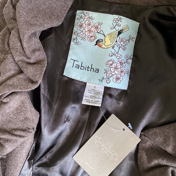 Vintage Tabitha by Anthropologie Shrunken Wool Blend Brown Ruffle Jacket NWT 2 - Picture 4 of 5